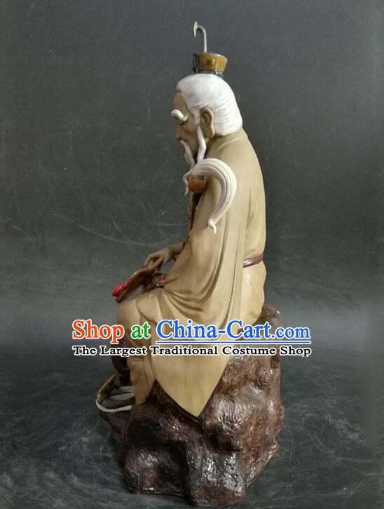 inches Tai Shang Lao Jun Statue Chinese Ceramic Craft Handmade Shi Wan Porcelain Lord Lao Zi Arts