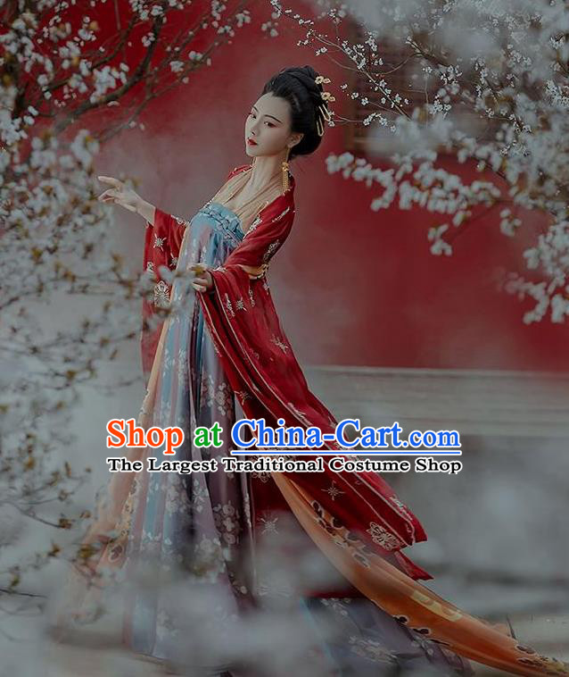 Chinese Tang Dynasty Court Woman Clothing Ancient Imperial Consort Hanfu Dress Traditional Historical Costumes Complete Set