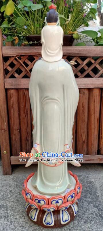 Chinese Mother Buddha Porcelain Sculpture Handmade Shi Wan Guan Yin Ceramic Figurine  inches Guanyin Statue Arts