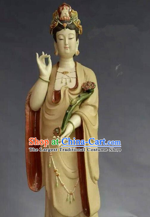 inches Standing Guanyin Statue Chinese Mother Buddha Porcelain Arts Handmade Shi Wan Guan Yin Ceramic Figurine