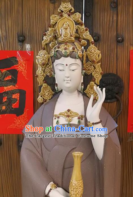 inches Standing Guanyin Statue Chinese Mother Buddha Porcelain Arts Handmade Shi Wan Guan Yin Ceramic Figurine