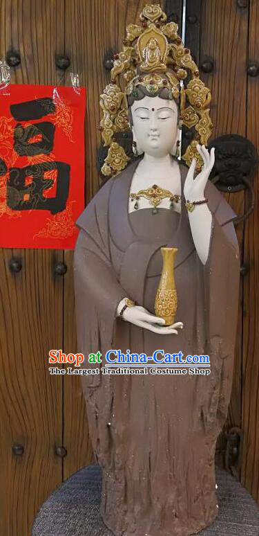 inches Standing Guanyin Statue Chinese Mother Buddha Porcelain Arts Handmade Shi Wan Guan Yin Ceramic Figurine