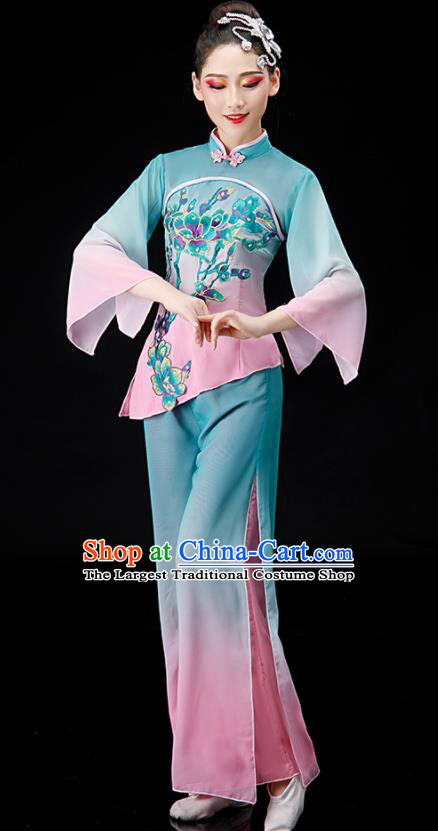 Chinese Folk Dance Gradient Outfit Women Group Dance Costume Yangko Dance Clothing