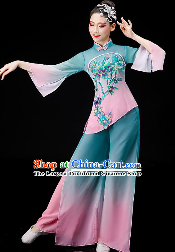 Chinese Folk Dance Gradient Outfit Women Group Dance Costume Yangko Dance Clothing