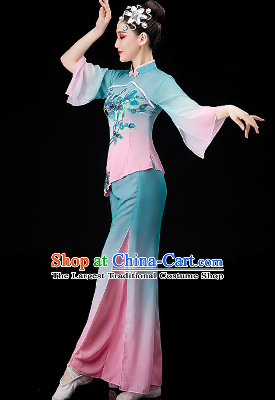 Chinese Folk Dance Gradient Outfit Women Group Dance Costume Yangko Dance Clothing