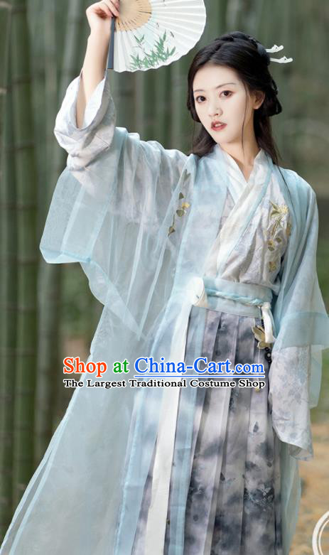 Chinese Song Dynasty Garment Costumes Traditional Hanfu Clothing Ancient Young Lady Dress Complete Set