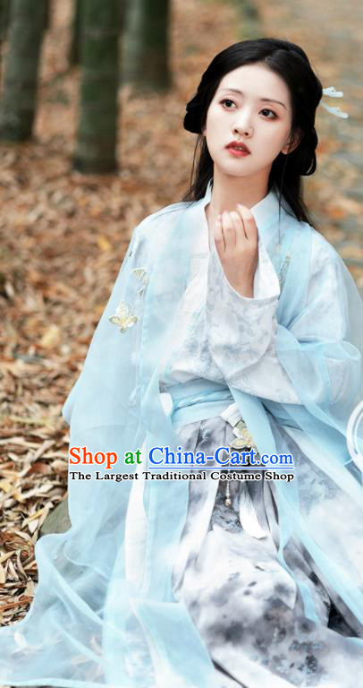 Chinese Song Dynasty Garment Costumes Traditional Hanfu Clothing Ancient Young Lady Dress Complete Set