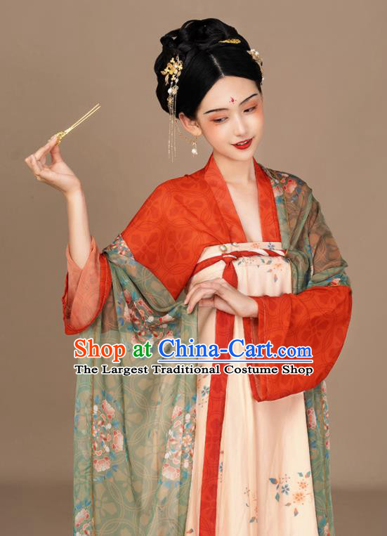 Chinese Ancient Beautiful Woman Clothing Tang Dynasty Princess Garment Costume Traditional Hanfu Dress