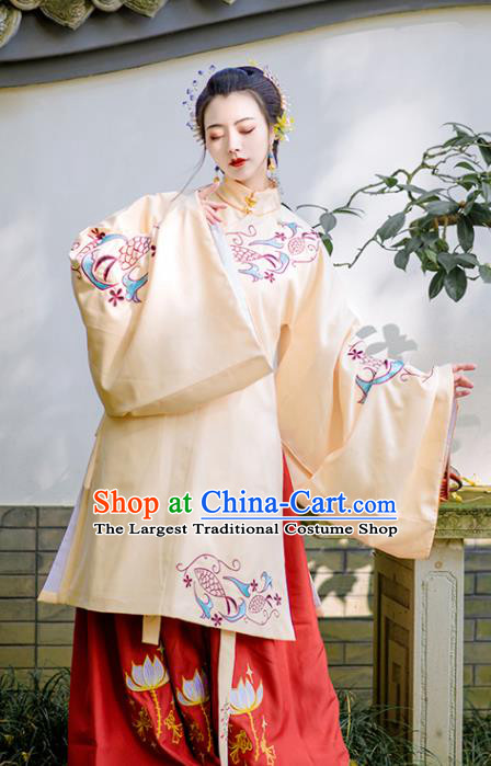 Chinese Traditional Hanfu Dress Ancient Beautiful Woman Clothing Ming Dynasty Princess Garment Costumes