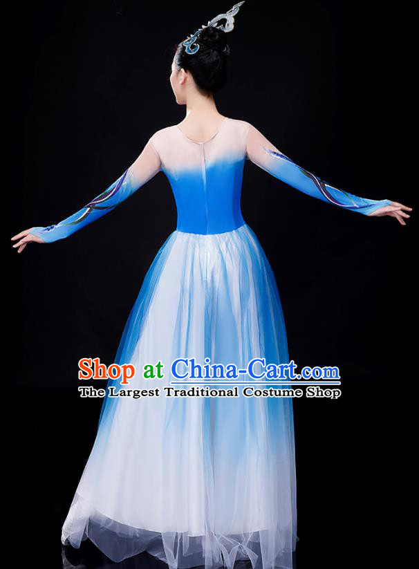 Chinese Spring Festival Gala Stage Performance Clothing Modern Dance Blue Dress Opening Dance Costume