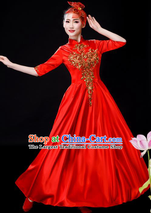 Chinese Opening Dance Costume Spring Festival Gala Stage Performance Clothing Modern Dance Red Dress