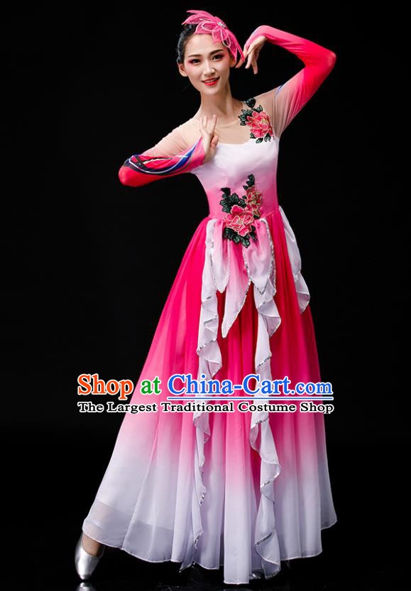 Chinese Opening Dance Pink Dress Modern Dance Costume Flower Dance Stage Performance Clothing