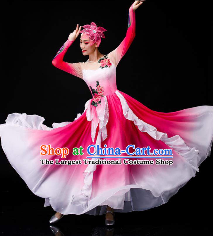 Chinese Opening Dance Pink Dress Modern Dance Costume Flower Dance Stage Performance Clothing