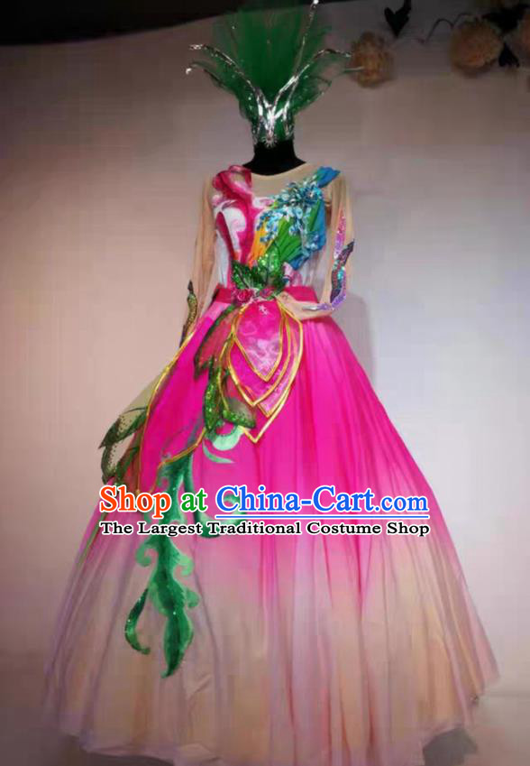 Chinese Spring Festival Gala Opening Dance Clothing Stage Performance Pink Dress Flower Dance Garment Costume