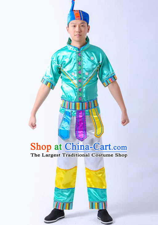 Chinese Folk Dance Garment Costume Ethnic Stage Performance Clothing Maonan Nationality Boy Outfit