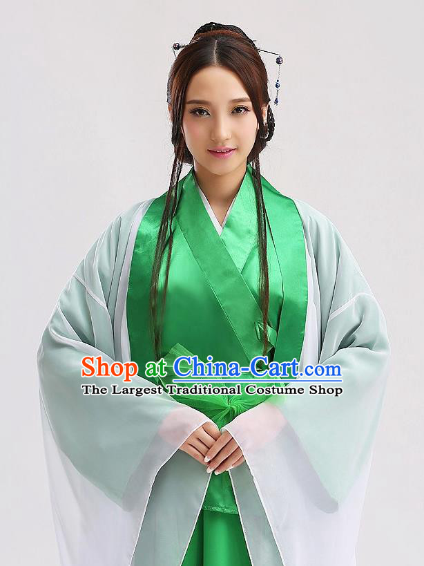 Chinese The Legend of White Snake Xiao Qing Garment Costume Ancient Fairy Green Dress Traditional Young Beauty Clothing