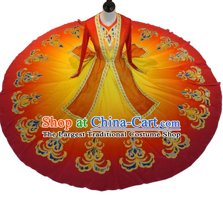 Chinese Xinjiang Ethnic Dance Costume Spring Festival Gala Stage Performance Clothing Uyghur Nationality Dance Dress