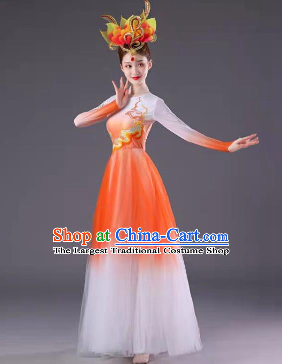 Chinese Spring Festival Gala Opening Dance Clothing Women Group Dance Orange Dress Modern Dance Costume