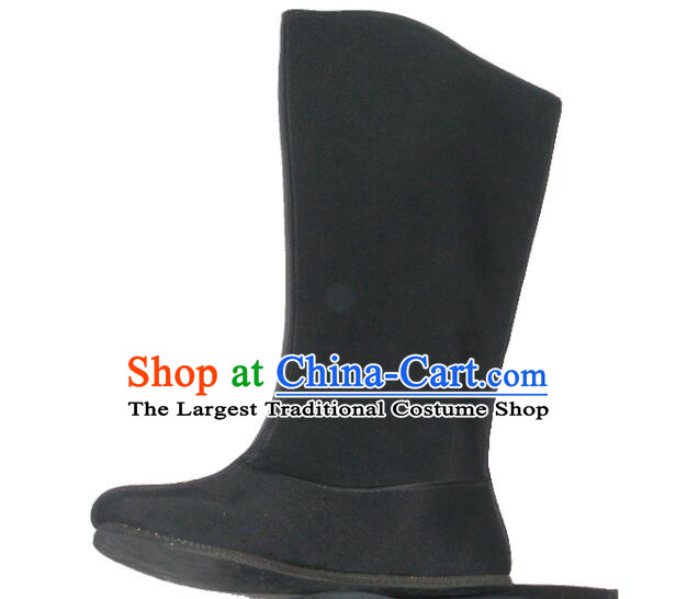 Chinese Traditional Boots Ancient Swordsman Shoes Handmade Hanfu Black Boots for Men
