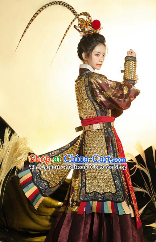 Chinese Traditional Sun Wukong Armor Clothing Ming Dynasty Historical Costumes Ancient General Garments