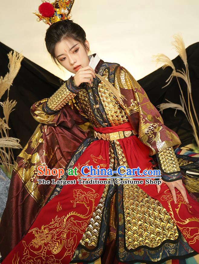 Chinese Traditional Sun Wukong Armor Clothing Ming Dynasty Historical Costumes Ancient General Garments