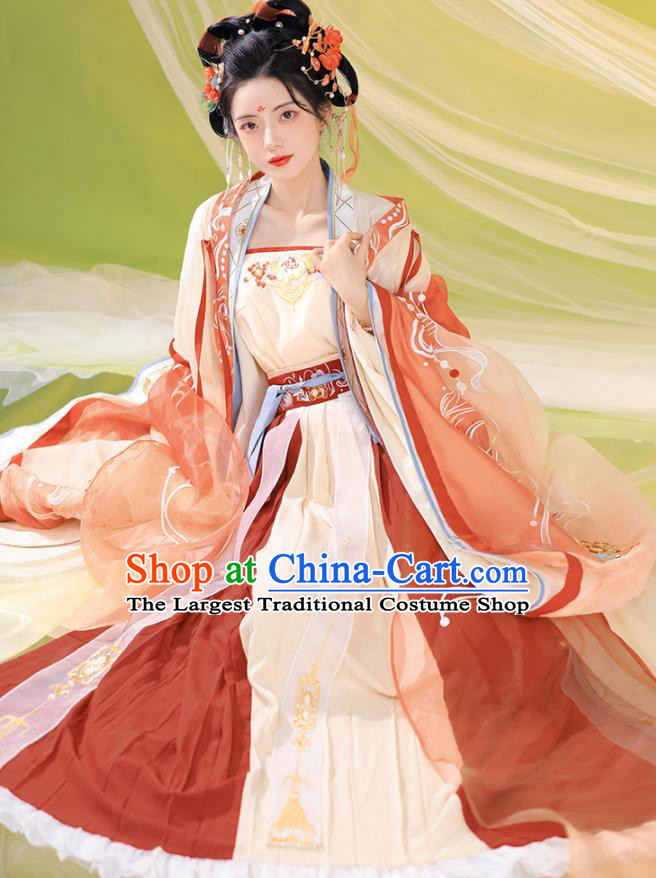 Chinese Song Dynasty Embroidery Historical Costumes Ancient Royal Princess Garments Traditional Court Hanfu Dress Clothing