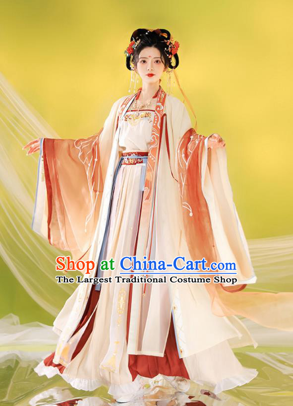 Chinese Song Dynasty Embroidery Historical Costumes Ancient Royal Princess Garments Traditional Court Hanfu Dress Clothing