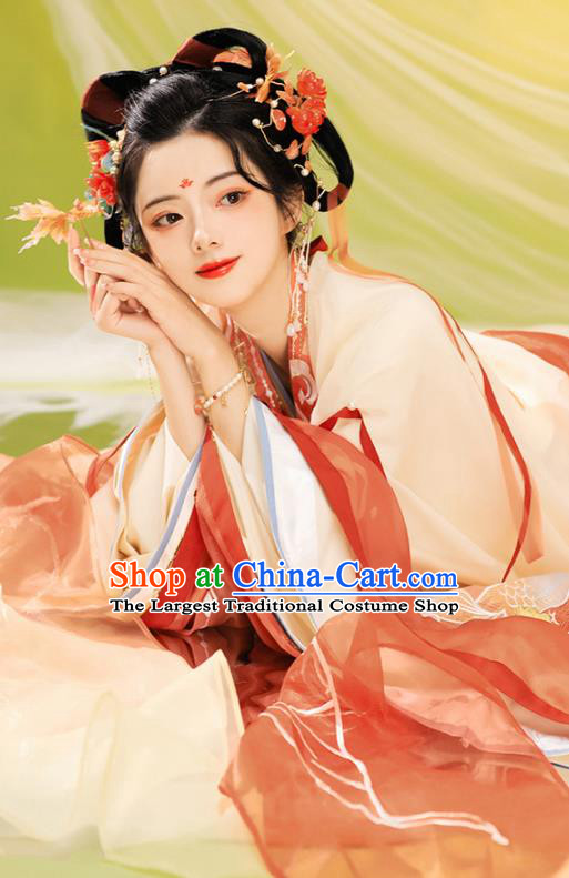 Chinese Song Dynasty Embroidery Historical Costumes Ancient Royal Princess Garments Traditional Court Hanfu Dress Clothing