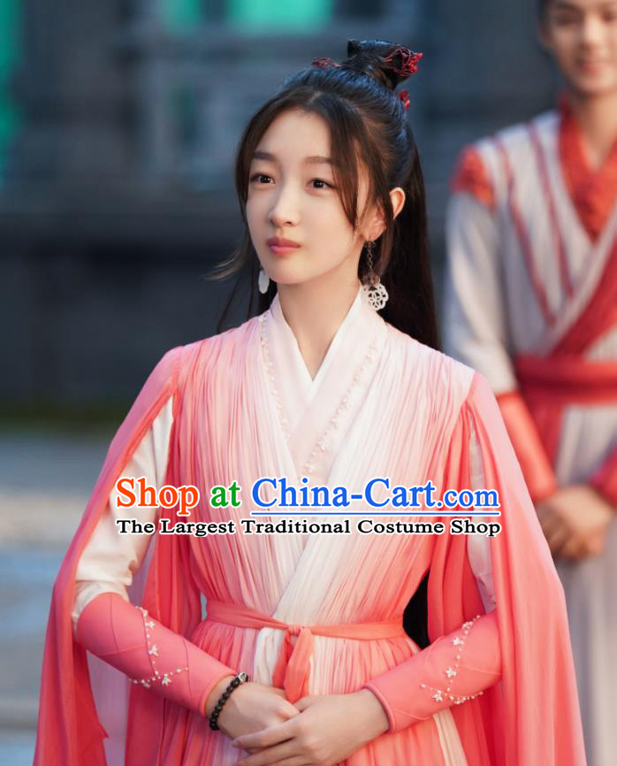 Chinese Ancient Love Poetry Shang Gu Pink Dress Xian Xia Drama Garment Costumes Goddess Clothing