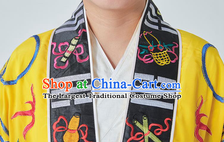 Chinese Traditional Embroidered Dragon Yellow Robe Taoism Ritual Priest Frock San Qing Garment Maoshan Taoist Master Costume