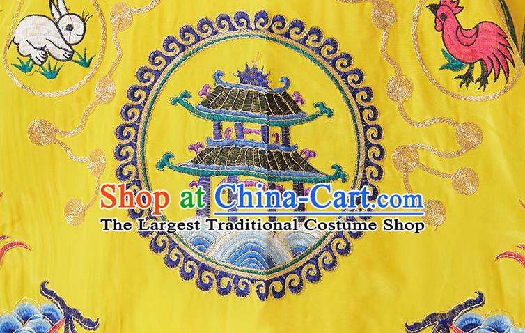 Chinese Traditional Embroidered Dragon Yellow Robe Taoism Ritual Priest Frock San Qing Garment Maoshan Taoist Master Costume