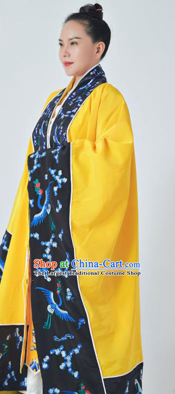 Chinese Traditional Embroidered Yellow Priest Frock Taoism Ritual Robe San Qing Garment Taoist Master Costume