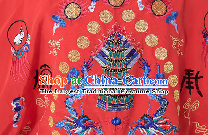 Chinese Traditional Daoism Priest Frock Taoism Master Garment Wudang Taoist Costume Embroidered Dragon Phoenix Red Robe