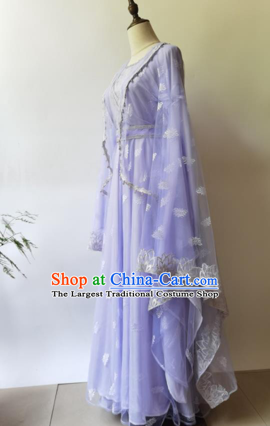 Chinese Ancient Princess Violet Dress Clothing Romantic TV Series Novoland Pearl Eclipse Zi Zan Costumes Complete Set