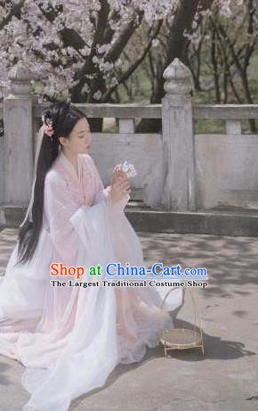 Chinese Ancient Flower Fairy Pink Dress Clothing Xianxia TV Series Goddess Jin Mi Garment Costumes