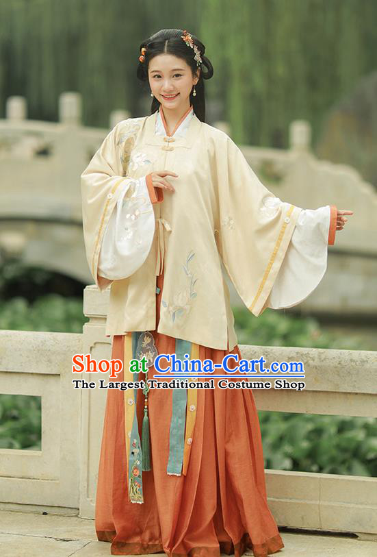 Chinese Ming Dynasty Noble Woman Clothing Traditional Embroidered Hanfu Ancient Royal Princess Garment Costumes