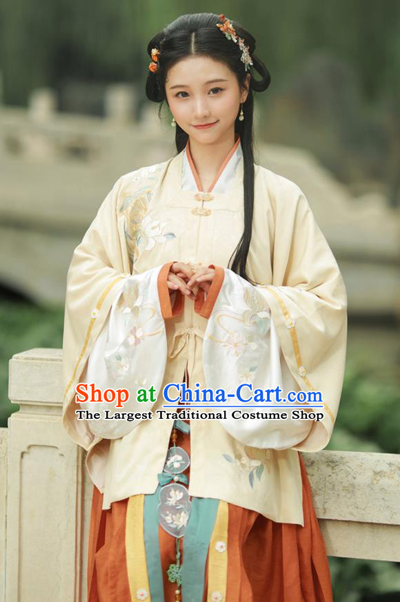 Chinese Ming Dynasty Noble Woman Clothing Traditional Embroidered Hanfu Ancient Royal Princess Garment Costumes