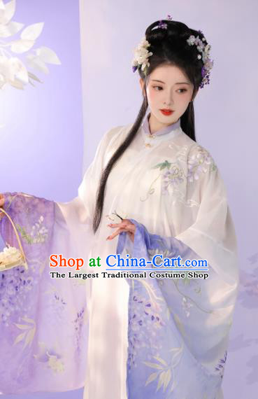 Chinese Ming Dynasty Young Beauty Clothing Traditional Hanfu Dress Ancient Noble Lady Garment Costumes