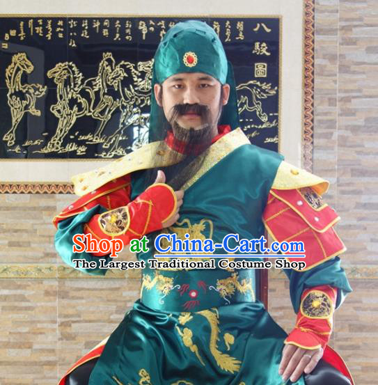 Chinese Ancient General Garment Costumes Three Kingdoms Period Swordsman Clothing Traditional Guan Yu Outfit