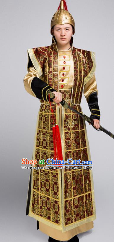 Chinese Song Dynasty Yue Fei Garments Traditional Hero Armor Clothing Ancient General Costumes