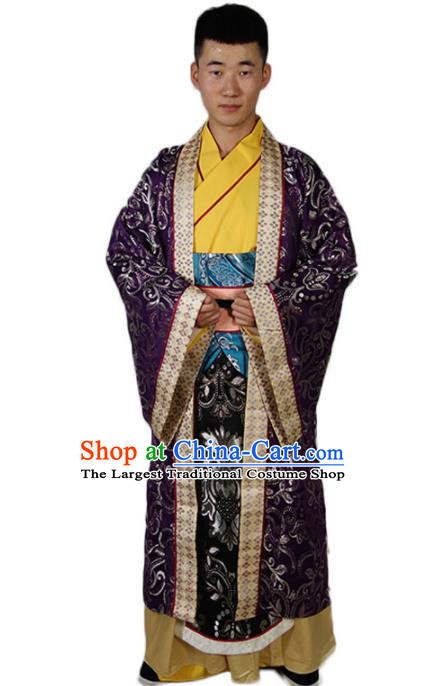 Chinese Ancient Ministry Councillor Costumes Three Kingdoms Period Garments Traditional Merchant Prince Clothing
