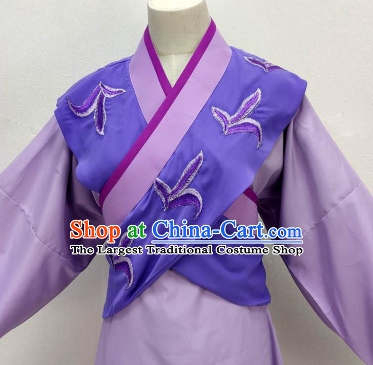 Chinese Shaoxing Opera Clothing Peking Opera Garment Costume Ancient Manservant Purple Outfit