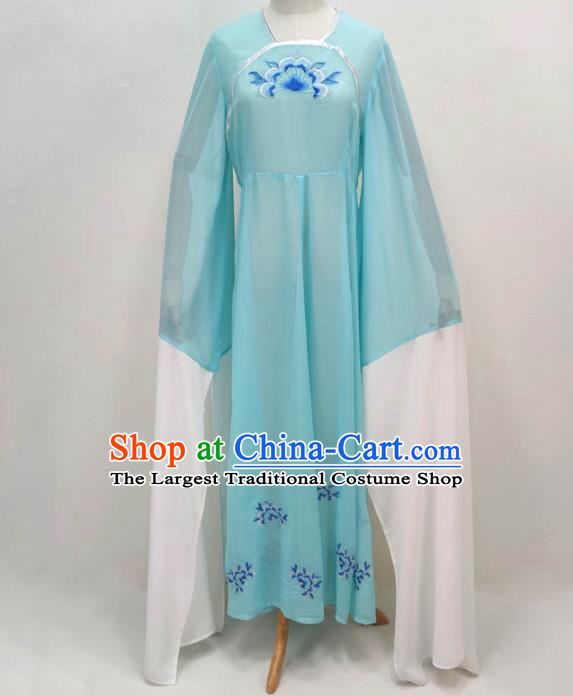 Chinese Shaoxing Opera Princess Clothing Peking Opera Diva Garment Costume Ancient Goddess Blue Dress