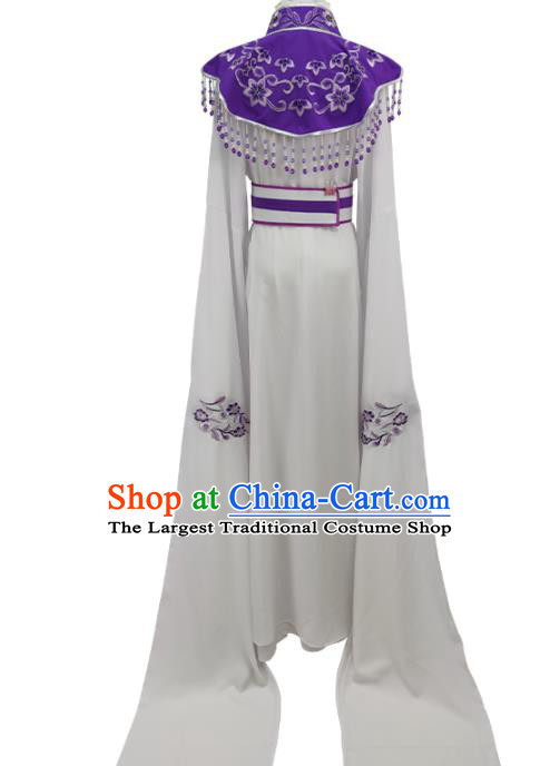 Chinese Peking Opera Actress Garment Costume Ancient Fairy White Dress Shaoxing Opera Bai Suzhen Clothing