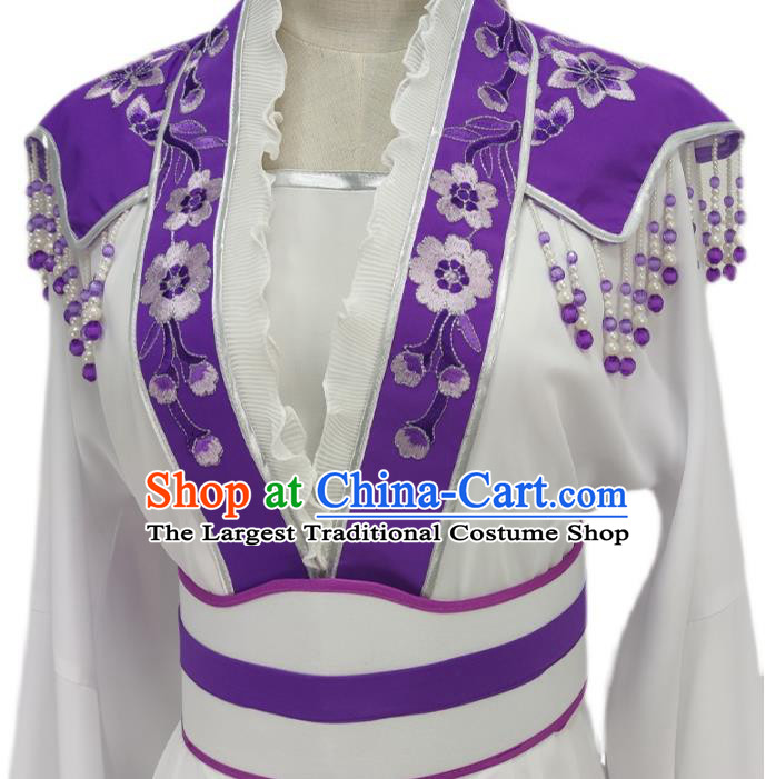 Chinese Peking Opera Actress Garment Costume Ancient Fairy White Dress Shaoxing Opera Bai Suzhen Clothing
