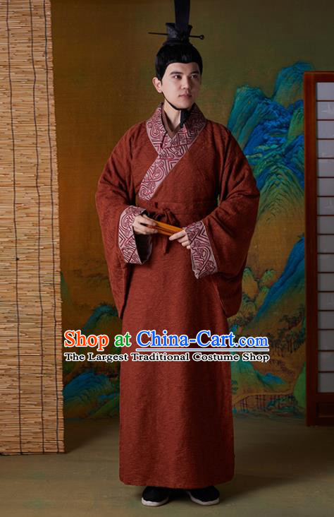 Chinese Ancient Prime Minister Clothing Traditional Garments Han Dynasty Scholar Sima Qian Costumes