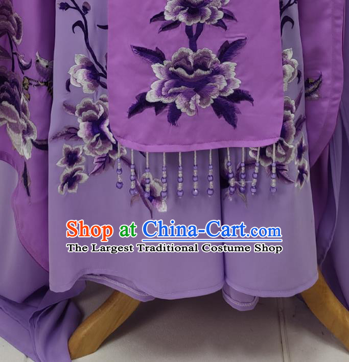 Chinese Ancient Young Lady Purple Dress Shaoxing Opera Fairy Clothing Peking Opera Hua Tan Garment Costume