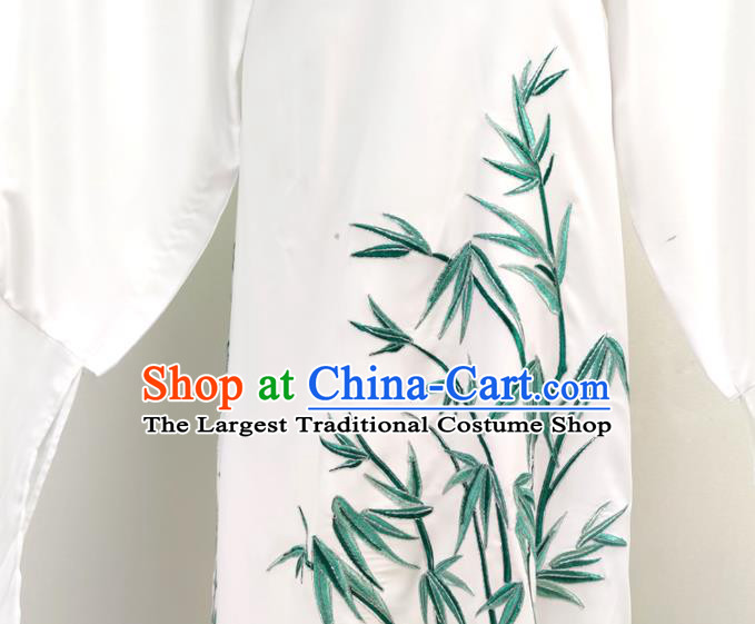 Chinese Shaoxing Opera Young Man Clothing Ancient Scholar Costume Beijing Opera Xiaosheng Embroidered White Robe