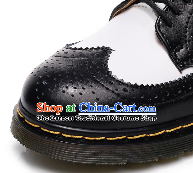 Top Handmade Leather Shoes England Classical Shoes White and Black Colors Matching SHoes