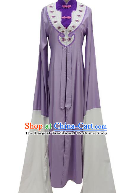 Chinese Ancient Distressed Woman Purple Dress Shaoxing Opera Actress Clothing Peking Opera Qin Xianglian Garment Costume
